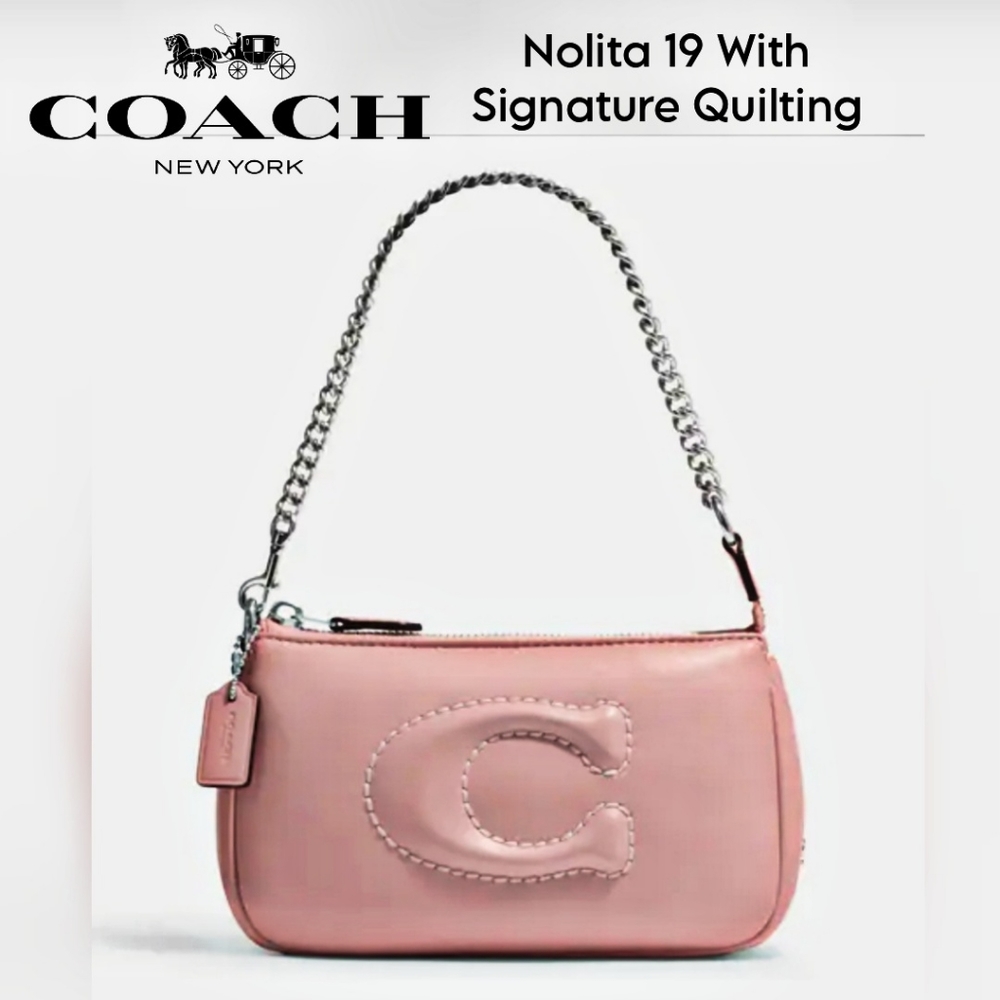 🎀Clearance🎀 NWT Nolita 19 W Signature Quilting Silver chain. Rare- Leather